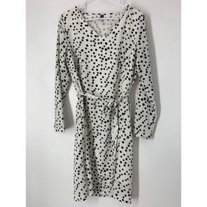 Women’s pop real white dot shift dress medium long sleeve 5642